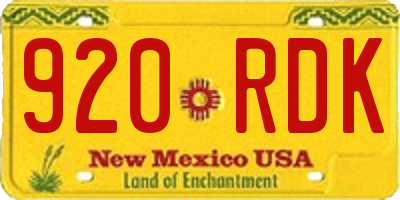 NM license plate 920RDK