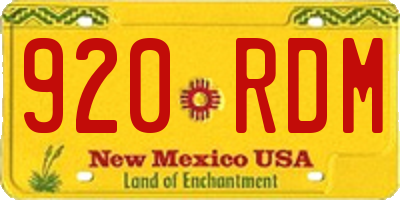 NM license plate 920RDM