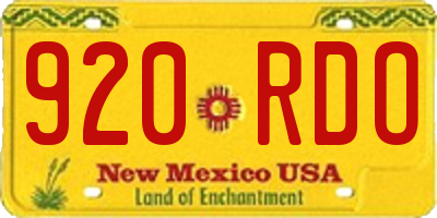 NM license plate 920RDO