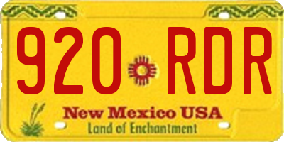 NM license plate 920RDR