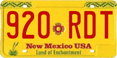 NM license plate 920RDT