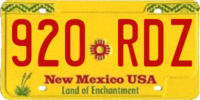 NM license plate 920RDZ