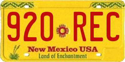 NM license plate 920REC