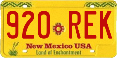 NM license plate 920REK