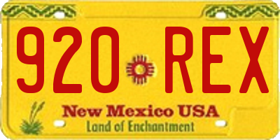 NM license plate 920REX