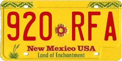 NM license plate 920RFA