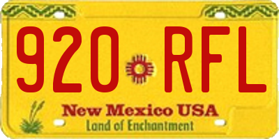 NM license plate 920RFL