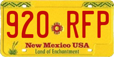 NM license plate 920RFP