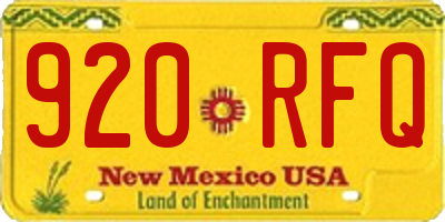 NM license plate 920RFQ