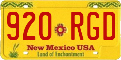 NM license plate 920RGD
