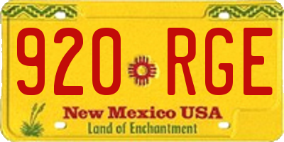 NM license plate 920RGE