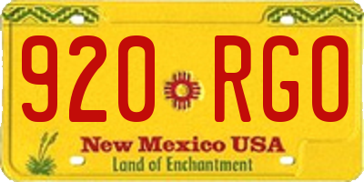 NM license plate 920RGO