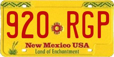NM license plate 920RGP