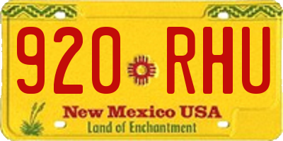 NM license plate 920RHU