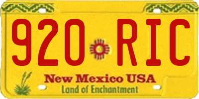 NM license plate 920RIC