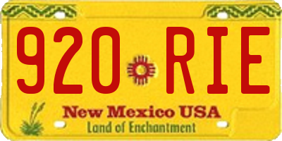 NM license plate 920RIE
