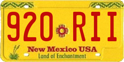 NM license plate 920RII