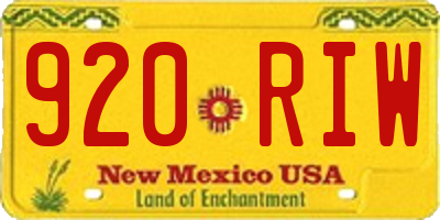 NM license plate 920RIW