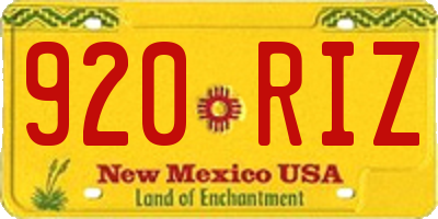 NM license plate 920RIZ