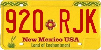 NM license plate 920RJK