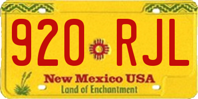 NM license plate 920RJL