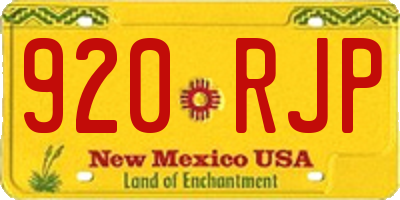 NM license plate 920RJP