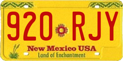 NM license plate 920RJY