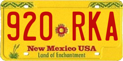 NM license plate 920RKA