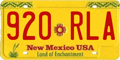 NM license plate 920RLA