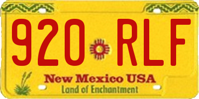 NM license plate 920RLF