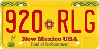NM license plate 920RLG