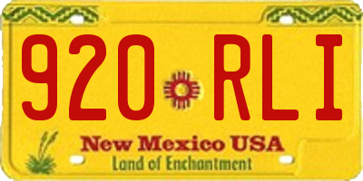 NM license plate 920RLI