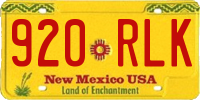 NM license plate 920RLK