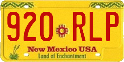 NM license plate 920RLP