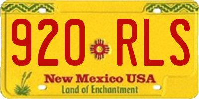 NM license plate 920RLS