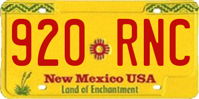 NM license plate 920RNC
