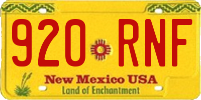 NM license plate 920RNF