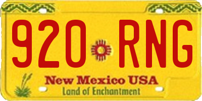 NM license plate 920RNG