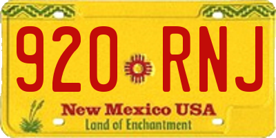NM license plate 920RNJ