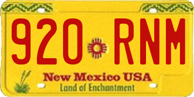 NM license plate 920RNM