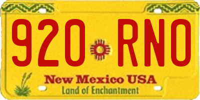 NM license plate 920RNO