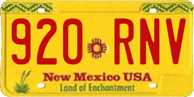 NM license plate 920RNV