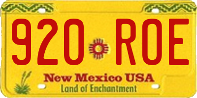 NM license plate 920ROE