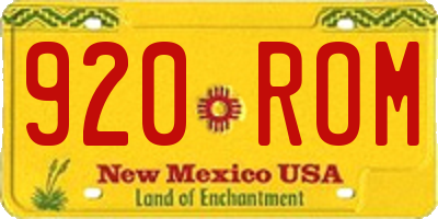 NM license plate 920ROM