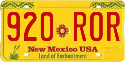 NM license plate 920ROR