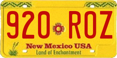 NM license plate 920ROZ