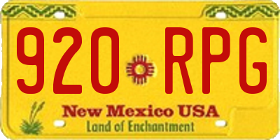 NM license plate 920RPG