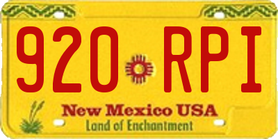 NM license plate 920RPI