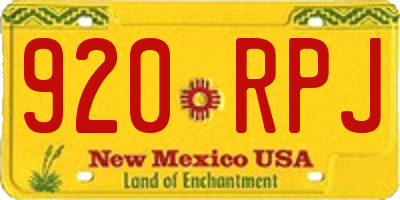 NM license plate 920RPJ