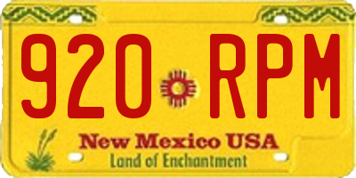 NM license plate 920RPM